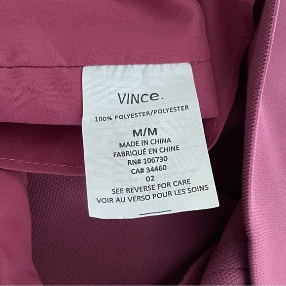 VINCE. Pink Rolled Short Sleeve Two Pocket V-Neck Mini Shift Dress EUC Size M - Picture 10 of 12
